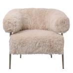 NIEUWE harige FAUTEUIL ARMSTOEL champagne onderstel, Ophalen, Pietseweg 13A Oud Gastel, Nieuw, 75 tot 100 cm