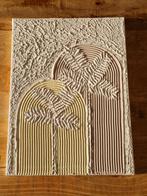 Schilderij Stucwerk Palmbomen Geelgrijs-Wit Stuc Nieuw, Ophalen of Verzenden