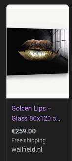 Gold lips wall art, Ophalen of Verzenden, Schilderij, 75 cm of meer