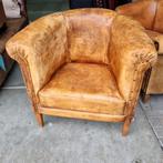 Oude schapenleren fauteuil naturel leer + BEZORGING GRATIS, Gebruikt, Vintage, Ophalen of Verzenden, 75 tot 100 cm