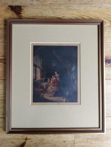 'Schilderij' met prent van Gerard Dou (1613-1675) GRATIS kaa beschikbaar voor biedingen