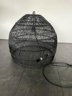 HK living zwarte rotan lamp, Huis en Inrichting, Lampen | Hanglampen, Ophalen of Verzenden, Zo goed als nieuw, Overige materialen