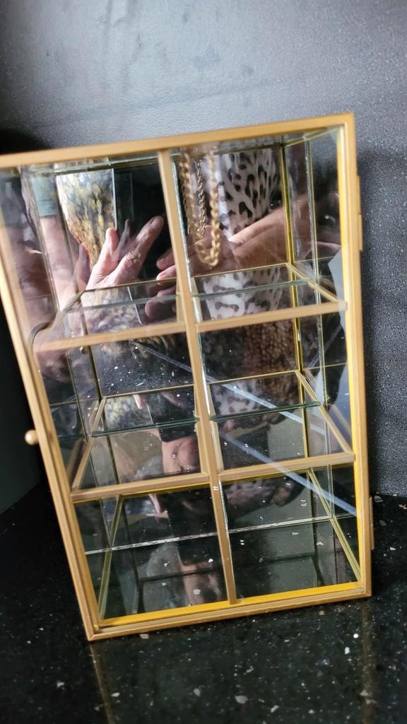 Miniaturen kastje messing/glas - 23x25x7cm, Huis en Inrichting, Kasten | Vitrinekasten, Gebruikt, Minder dan 100 cm, Minder dan 50 cm