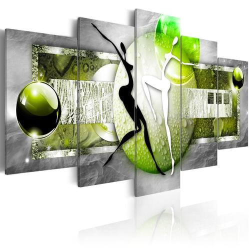 709 Groen Grijs Dansend Stel 5 Luik Canvas Schilderij Nieuw, Antiek en Kunst, Kunst | Schilderijen | Modern, Ophalen of Verzenden