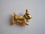 Broche Napier hond scottie terrier verguld met rijnsteentjes, Verzenden, Zo goed als nieuw, Goud, Overige materialen