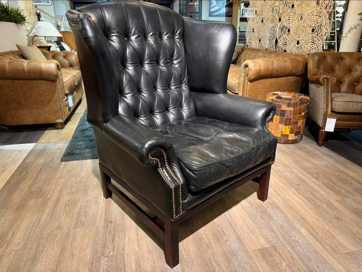 Originel Springvale chesterfield XXL oorfauteuil Zwart, Huis en Inrichting, Fauteuils, Zo goed als nieuw, 75 tot 100 cm, Ophalen of Verzenden