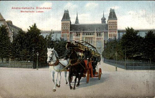 Amsterdam - Brandweer - Mechanische Ladder Paard, Verzamelen, Ansichtkaarten | Nederland, Ongelopen, Noord-Holland, Voor 1920