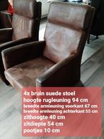 Set van 4  bruine suède  fauteuils, Ophalen of Verzenden, Zo goed als nieuw