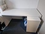 Bureau Ikea Malm, wit, met uittrekbaar blad. 151x65x73, Ophalen, Gebruikt