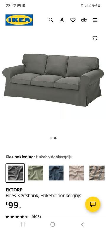 Hoezen ikea ektorp grijs 3 2 plus fauteuil - afbeelding 3