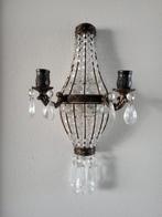 Prachtige wandkandelaar met kristal twee armig, Antiek en Kunst, Ophalen of Verzenden