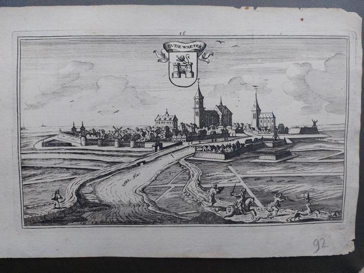 2 / Oudewaeter - Oudewater Gravure, Antiek en Kunst, Kunst | Etsen en Gravures, Ophalen of Verzenden