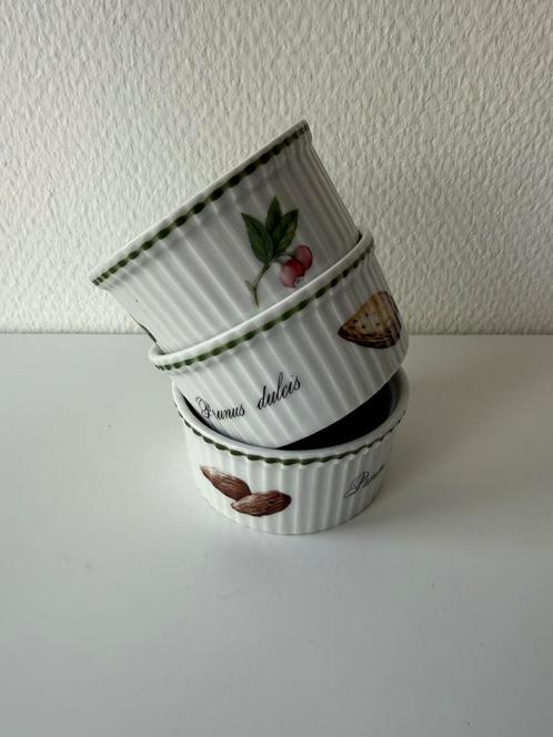 Apilco Elysian Garden set van 3 soufflé ovenschaaltjes, Huis en Inrichting, Keuken | Servies, Zo goed als nieuw, Kop(pen) en/of Schotel(s)