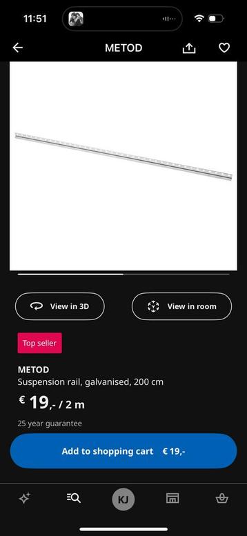Ikea suspension rail 602.056.64
