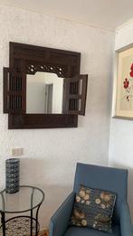 Houten spiegel met luiken, Huis en Inrichting, Woonaccessoires | Spiegels, Ophalen, Gebruikt, Minder dan 100 cm, Rechthoekig