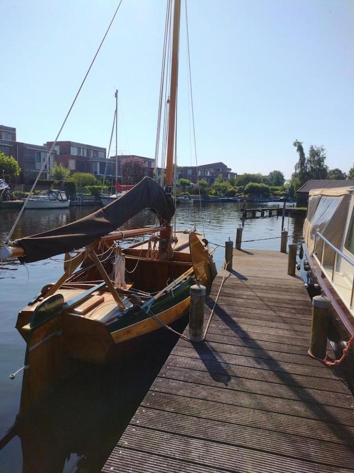 Open eikenhouten Friesche schouw 7.00 m. x 2.20 meter, Watersport en Boten, Platbodems, Gebruikt, 6 tot 9 meter, Hout, Benzine