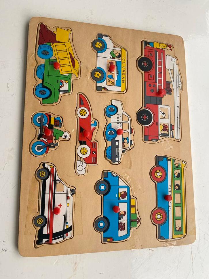 Houten Puzzel Voertuigen, Kinderen en Baby's, Speelgoed | Kinderpuzzels, Zo goed als nieuw, 2 tot 4 jaar, 10 tot 50 stukjes, Van hout