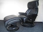 KEURIGE Stressless Dream zwart leder met hocker Medium, Verzenden, Zo goed als nieuw, 75 tot 100 cm, Metaal
