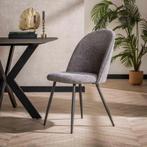 2x Eetkamerstoel Tom met hoge rug – Bouclé Grijs, Huis en Inrichting, Stoelen, Ophalen, Grijs, Twee