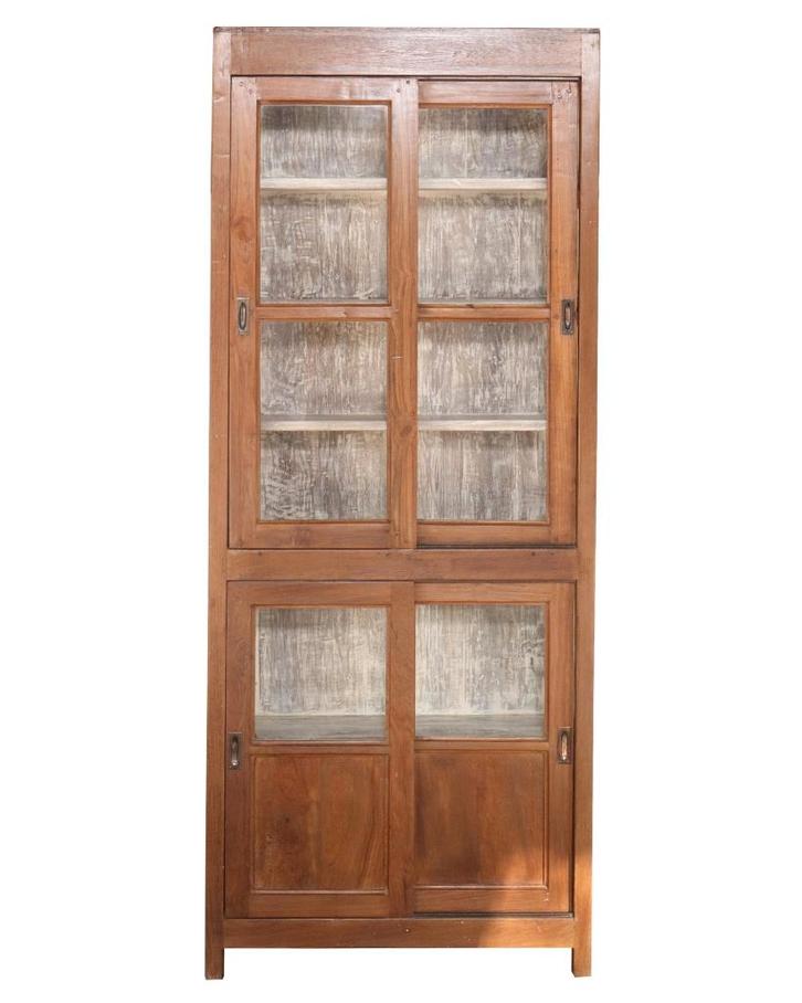 Antieke teakhouten vitrinekast, Huis en Inrichting, Woonaccessoires | Overige, Zo goed als nieuw, Ophalen of Verzenden