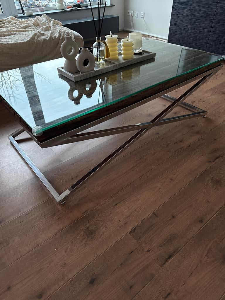 Mooie Richmond salontafel 130x70cm 1:1, Gebruikt, 100 tot 150 cm, Glas, Minder dan 50 cm