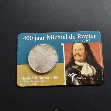 5 euro in coincard 400 jaar Michiel de Ruyter UNC beschikbaar voor biedingen