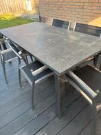 Natuursteen tuintafel met stoelen, Ophalen, Gebruikt, Rechthoekig, Metaal