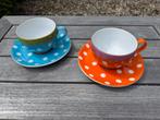 Oilily Polka Dots cappucino kop en schotel, Ophalen of Verzenden, Zo goed als nieuw, Porselein, Kop(pen) en/of Schotel(s)