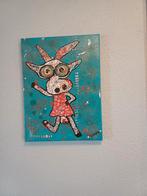 Dansende Koe - Mixed Media Schilderij 30x40 cm, Huis en Inrichting, Minder dan 50 cm, Oorspronkelijke maker, Nieuw, Ophalen of Verzenden