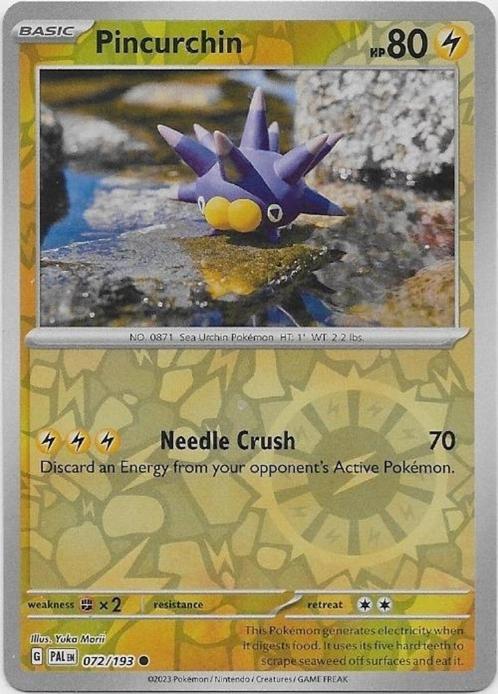 Paldea Evolved,  Pincurchin [reverse] 72/193, Hobby en Vrije tijd, Verzamelkaartspellen | Pokémon, Nieuw, Losse kaart, Verzenden