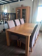Stevige houten eettafel met 6 stoelen, Huis en Inrichting, Gebruikt, 6 tot 8 stoelen, Ophalen