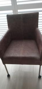 Moderne stoelen bruin nubuck wildleer armleuning en wiel, Ophalen, Gebruikt, Twee, Modern en comfortabel