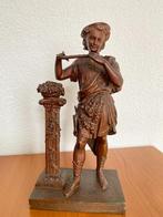 Beeld Bronskleurig , jongen met dwarsfluit, Ophalen, Gebruikt, Mens