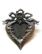 Vintage Victoriaanse fotobroche in hartvorm (7227-3408), Ophalen, Nieuw, Zilver, Overige materialen