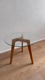 Bijzettafel glas en hout, Minder dan 55 cm, Rond, Ophalen, 45 tot 60 cm
