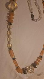 Vintage Ketting met Oranje en Gouden Kralen, Gebruikt, Oranje, Ophalen of Verzenden, Overige materialen