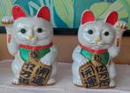 Lucky cat - gelukskat - chinees beeld - spaarpot - vintage, Verzamelen, Ophalen, Gebruikt, Steen, Aardewerk of Keramiek, Dier