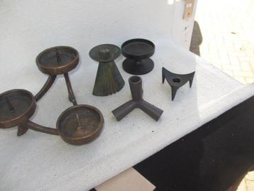 VIJF Vintage Brutalist kandelaars jaren 70 beschikbaar voor biedingen