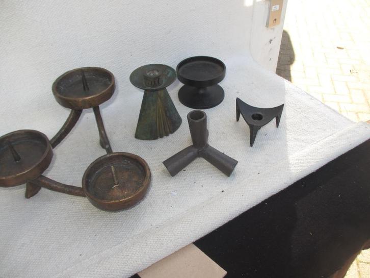 VIJF Vintage Brutalist kandelaars jaren 70, Huis en Inrichting, Woonaccessoires | Kandelaars en Kaarsen, Gebruikt, Minder dan 25 cm