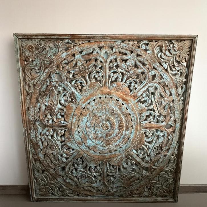 Houtwerk Wandpaneel 150x 150 Bali / Ibiza stijl, Huis en Inrichting, Woonaccessoires | Wanddecoraties, Nieuw, Ophalen