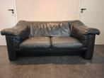 Vintage leren tweezitsbank - Zwart, Ophalen, Gebruikt, 150 tot 200 cm, Vintage
