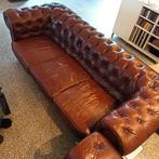 Chesterfield 3-Zits Leren Bank Cognac | Opknapper/Project, Ophalen, Gebruikt, Driepersoons, 200 tot 250 cm