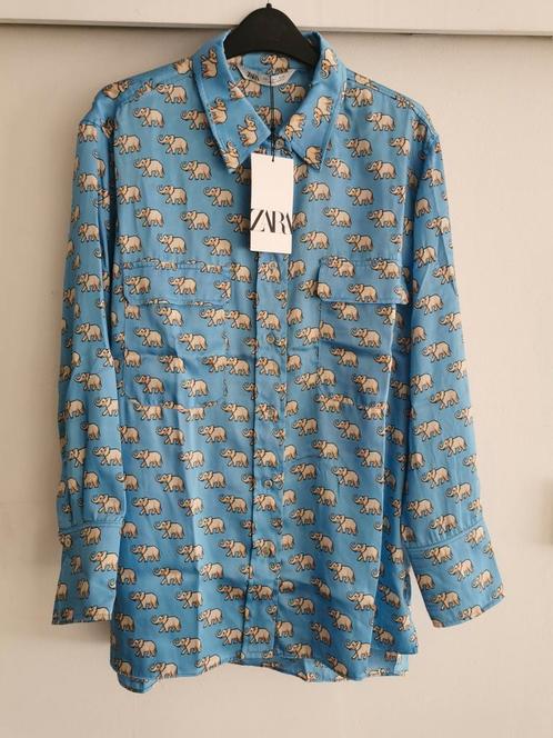 ZARA blouse met print mt. L, Kleding | Dames, Blouses en Tunieken, Nieuw, Maat 42/44 (L), Blauw, Verzenden