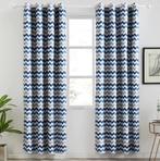 Geometrische Blauwe Grijze Witte Verduisterende Gordijnen, Huis en Inrichting, Verzenden, Nieuw, Grijs