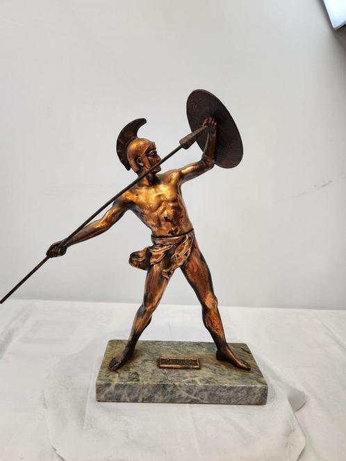 beeld van de Griekse krijger Achilles met speer en schild, Verzamelen, Beelden en Beeldjes, Gebruikt, Mens, Ophalen of Verzenden