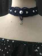 Ketting choker macrame blauw sieraad, Nieuw, Overige materialen, Blauw, Ophalen of Verzenden