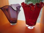 wave vaas vazen rood en paars glas jaren 70 design retro, Ophalen of Verzenden