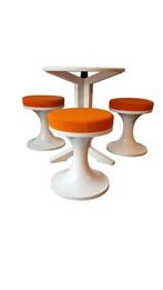 Tulip stool/chairs set with table, Italy 1970's, Kunststof, Rond, Mid-century vintage italy design, Ophalen of Verzenden