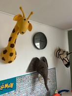 Pluche dierenkoppen 4x + poster, Kinderen en Baby's, Kinderkamer | Inrichting en Decoratie, Ophalen of Verzenden, Zo goed als nieuw
