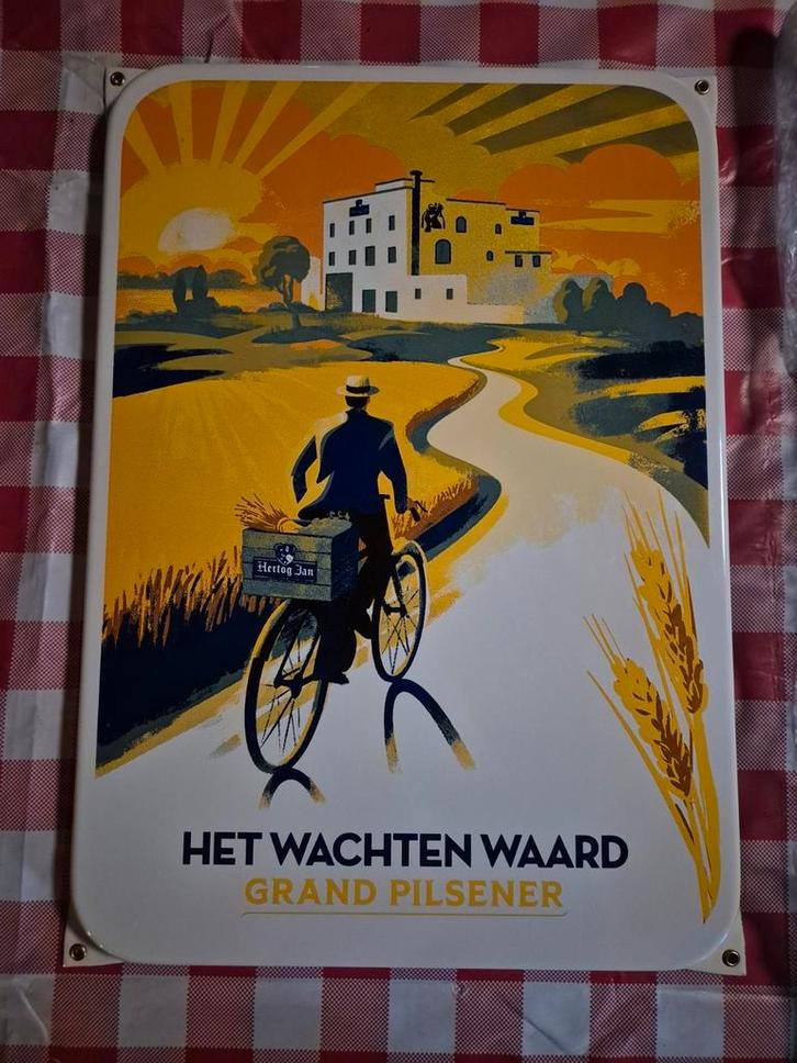 Nieuw Emaille Bord Hertog Jan Grand Pilsener nr 71, Verzamelen, Biermerken, Ophalen of Verzenden